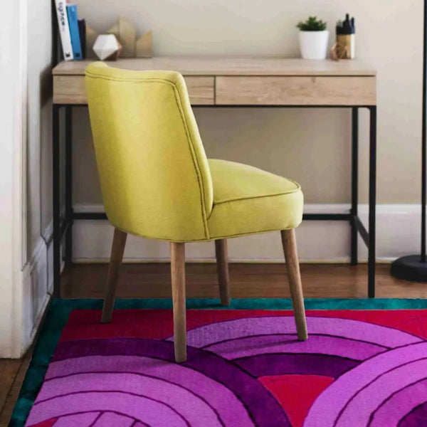 Maia Knotted Circles on Square Hand Tufted Wool Rug - Green