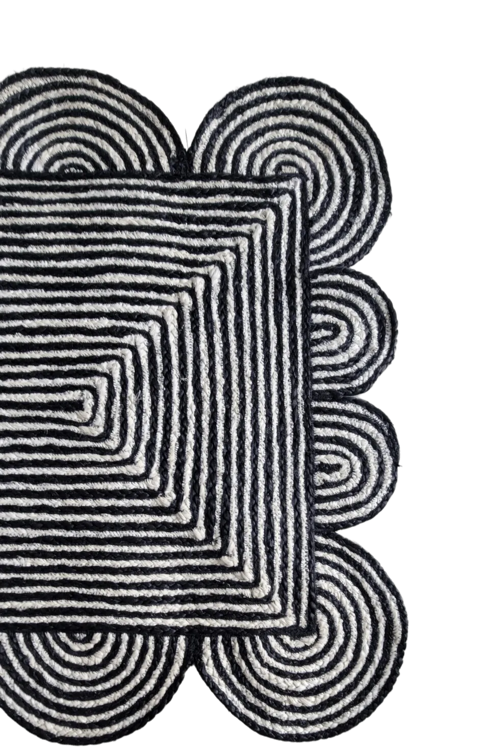 Black and White Scallop Jute Rug