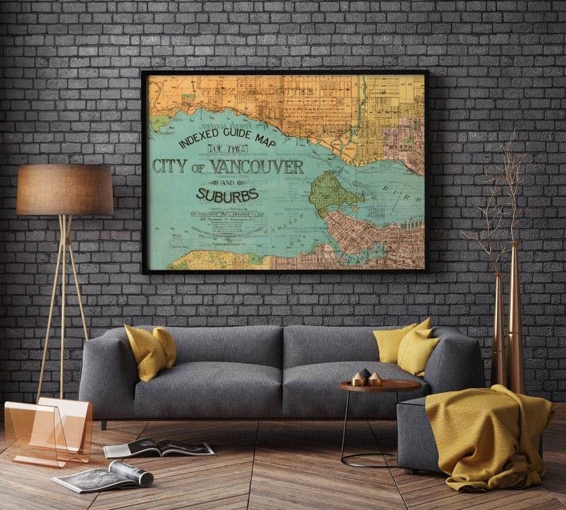 Vancouver City Map Wall Print| Vancouver City Plan Map Vancouver City Map Wall Print| Vancouver City Plan Map 