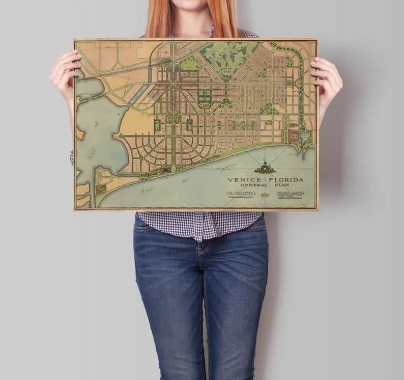 Venice City Map Wall Print| Framed Map Wall Decor