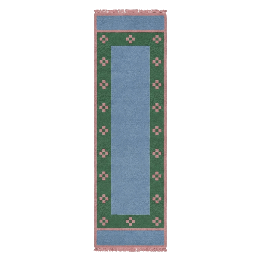 Verdant Border Hand Knotted Runner Rug - MAIA HOMES