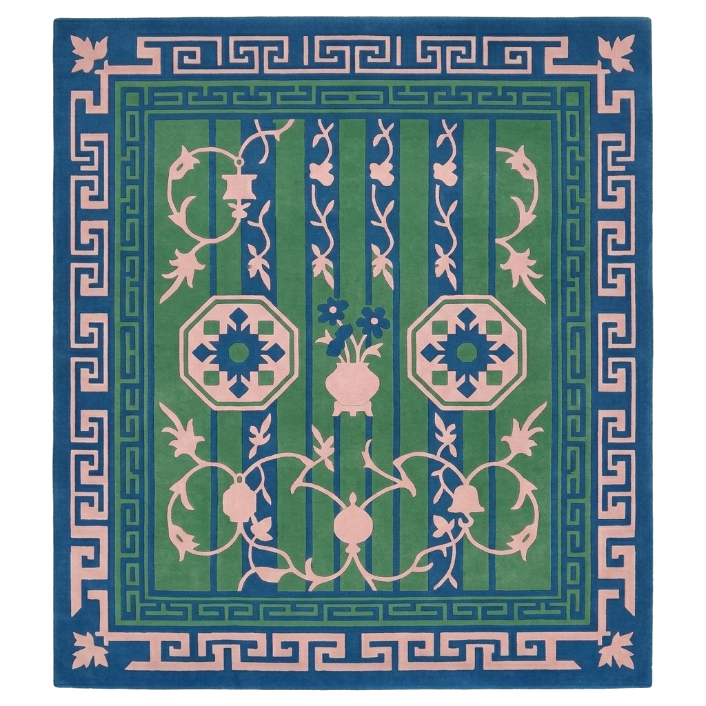 Vertical Garden Stripe Square Hand Tufted Rug