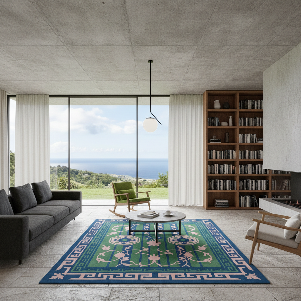 Vertical Garden Stripe Square Hand Tufted Rug