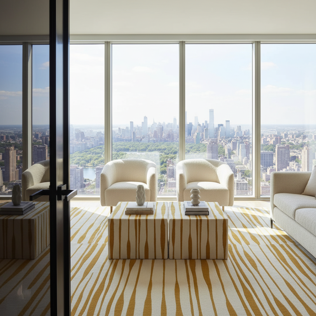 Vertical Golden Streak Hand Tufted Rug