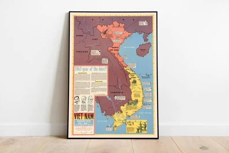 Vietnam Old Map Wall Art