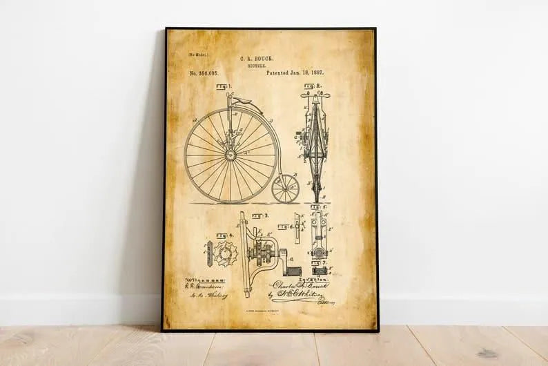 Vintage Bicycle Patent Print| Framed Art Print