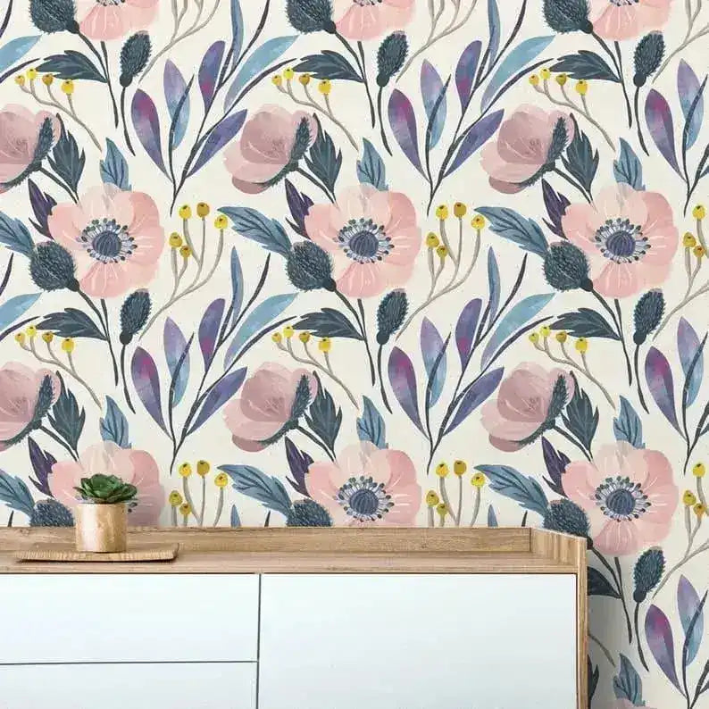 Vintage Blush Pink Floral Wallpaper