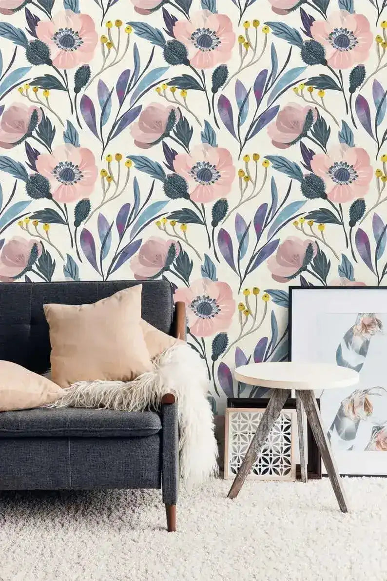 Vintage Blush Pink Floral Wallpaper