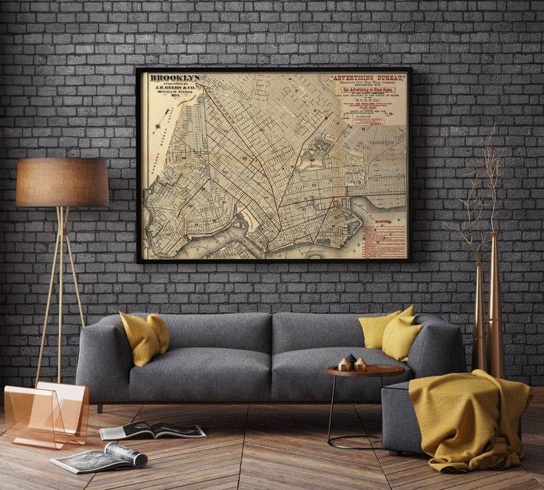 Vintage Brooklyn Map| Brooklyn Map 