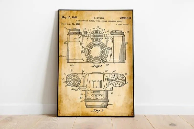 Vintage Camera Patent Print| Framed Art Print