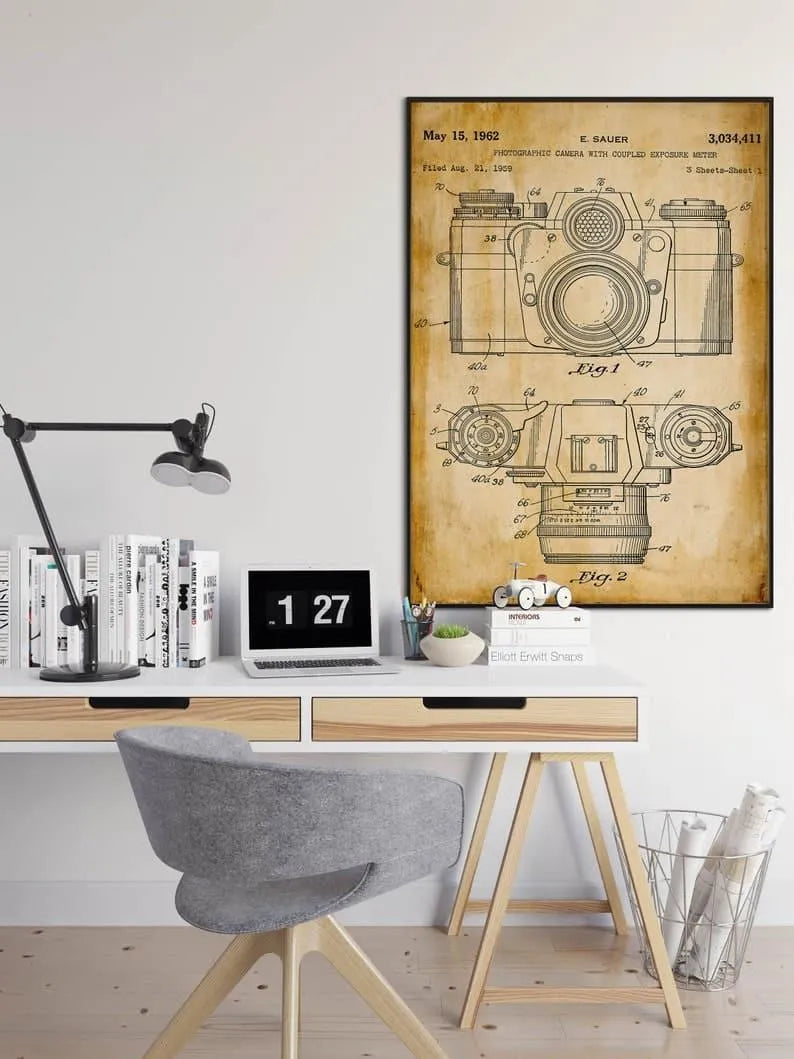 Vintage Camera Patent Print| Framed Art Print 