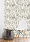 Vintage Gray Forest Animals Wallpaper 