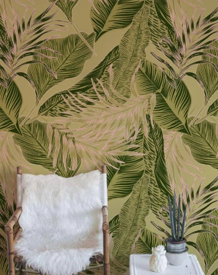 Vintage Large Tropical Leaves Wallpaper