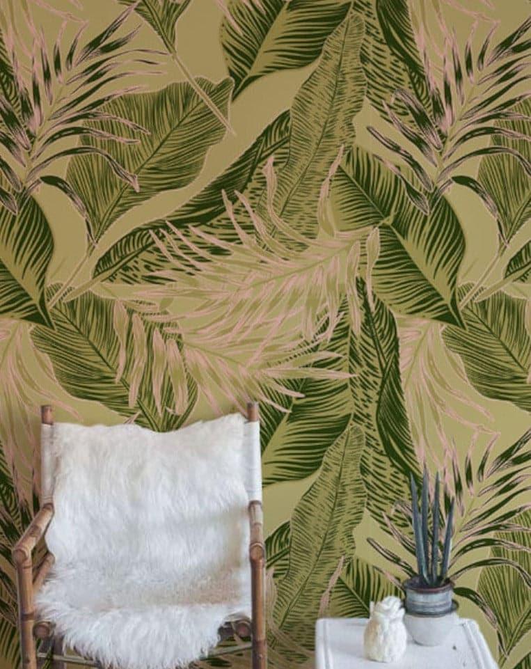 Vintage Large Tropical Leaves Wallpaper Vintage Large Tropical Leaves Wallpaper 