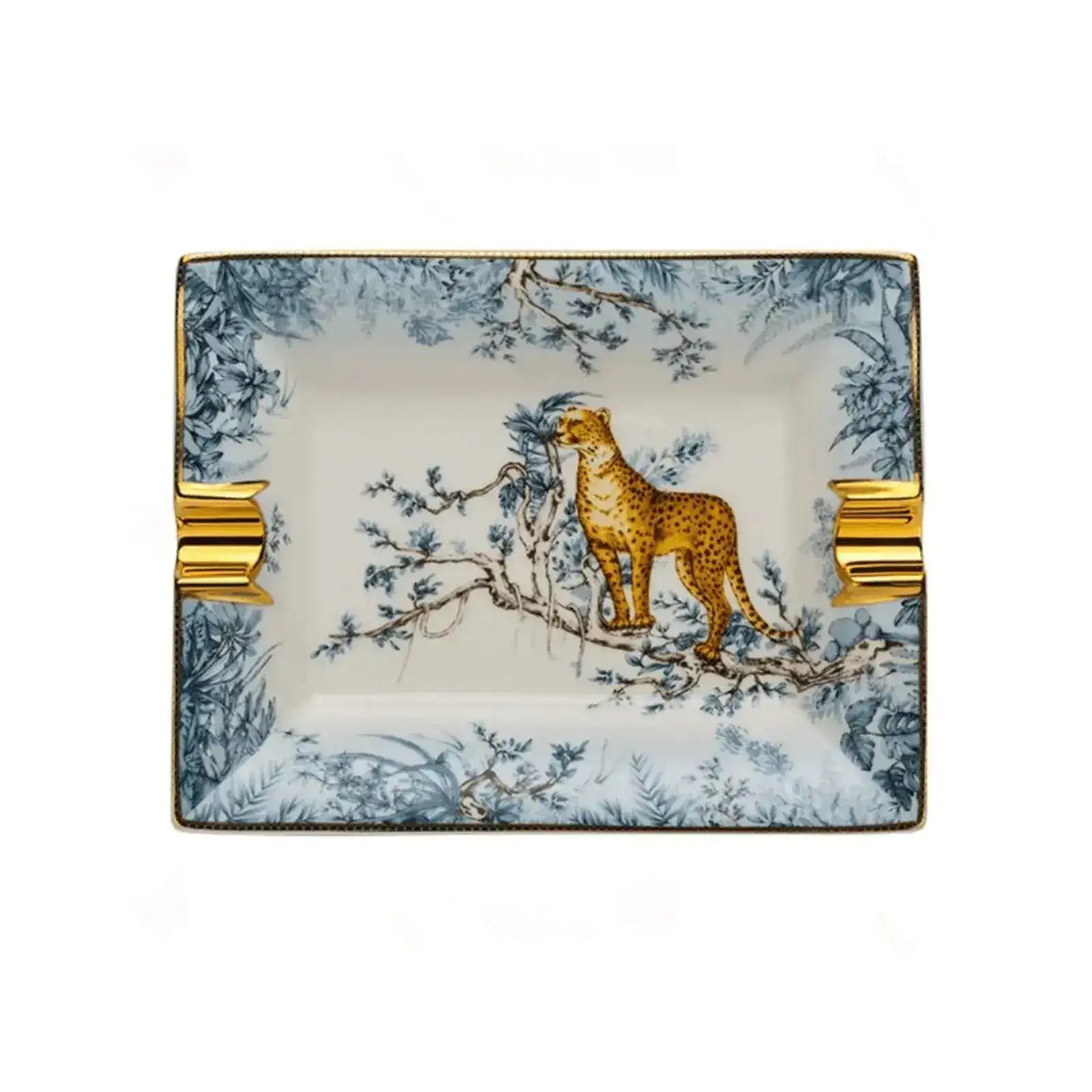 Vintage Leopard in the Forest Porcelain Tray