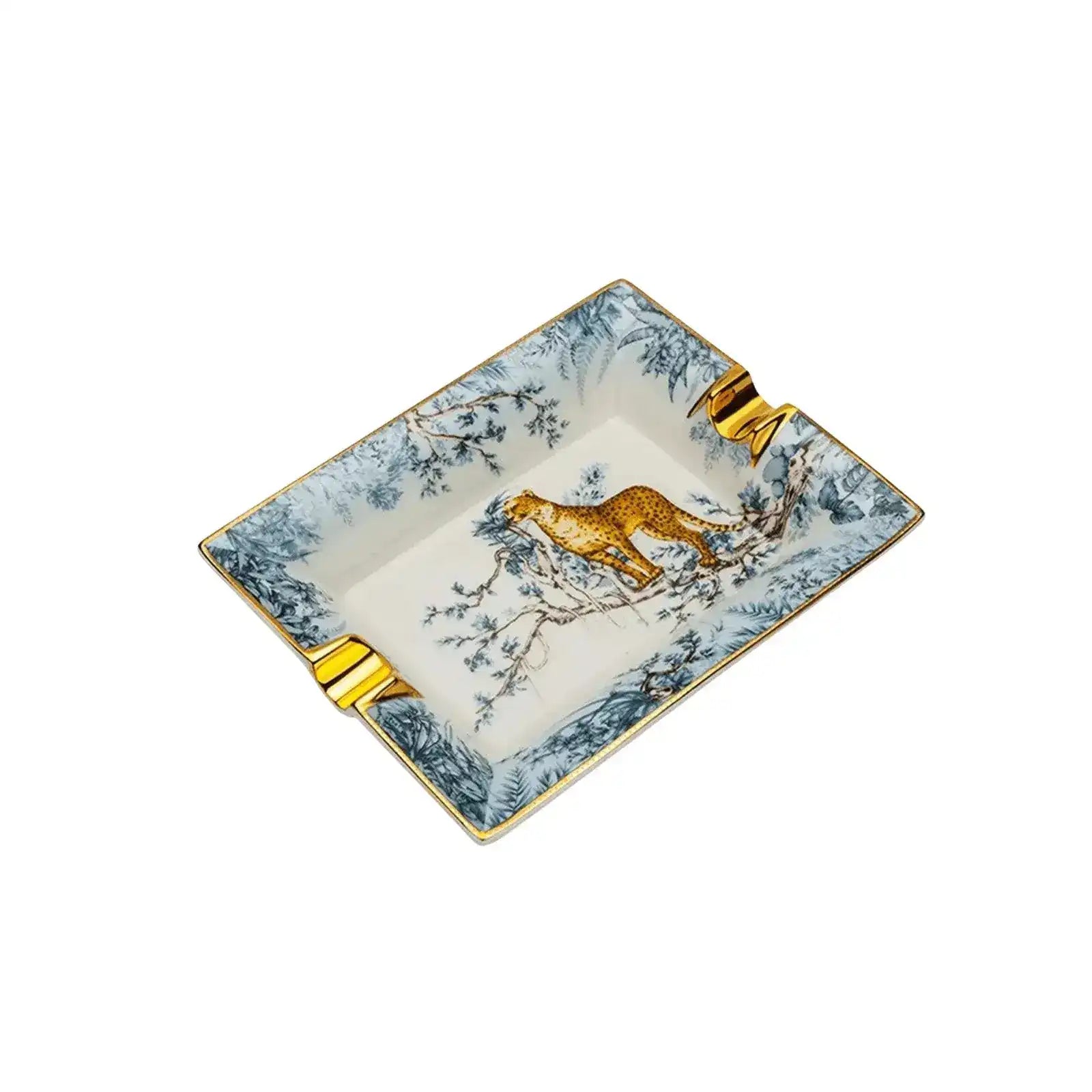 Vintage Leopard in the Forest Porcelain Tray