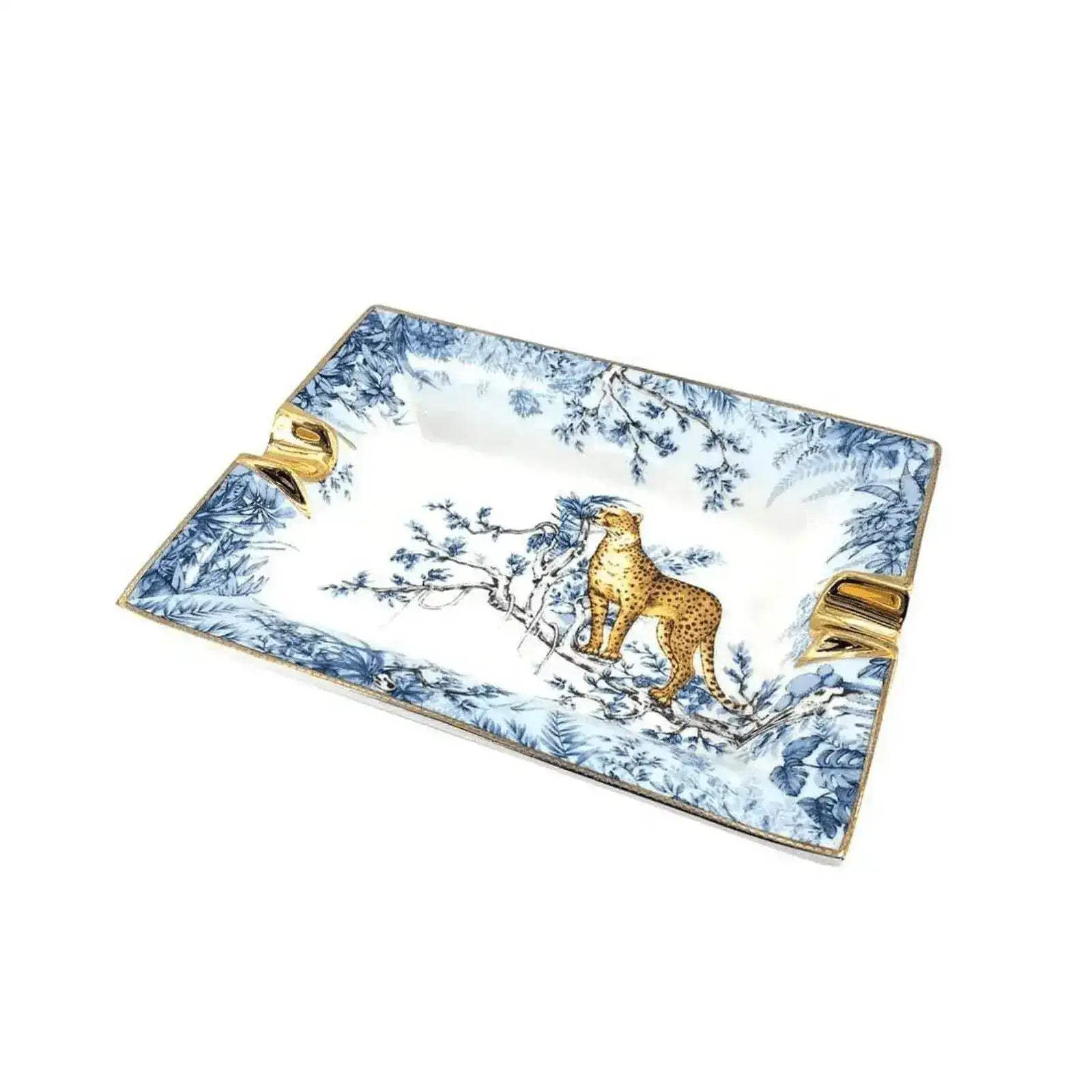 Vintage Leopard in the Forest Porcelain Tray
