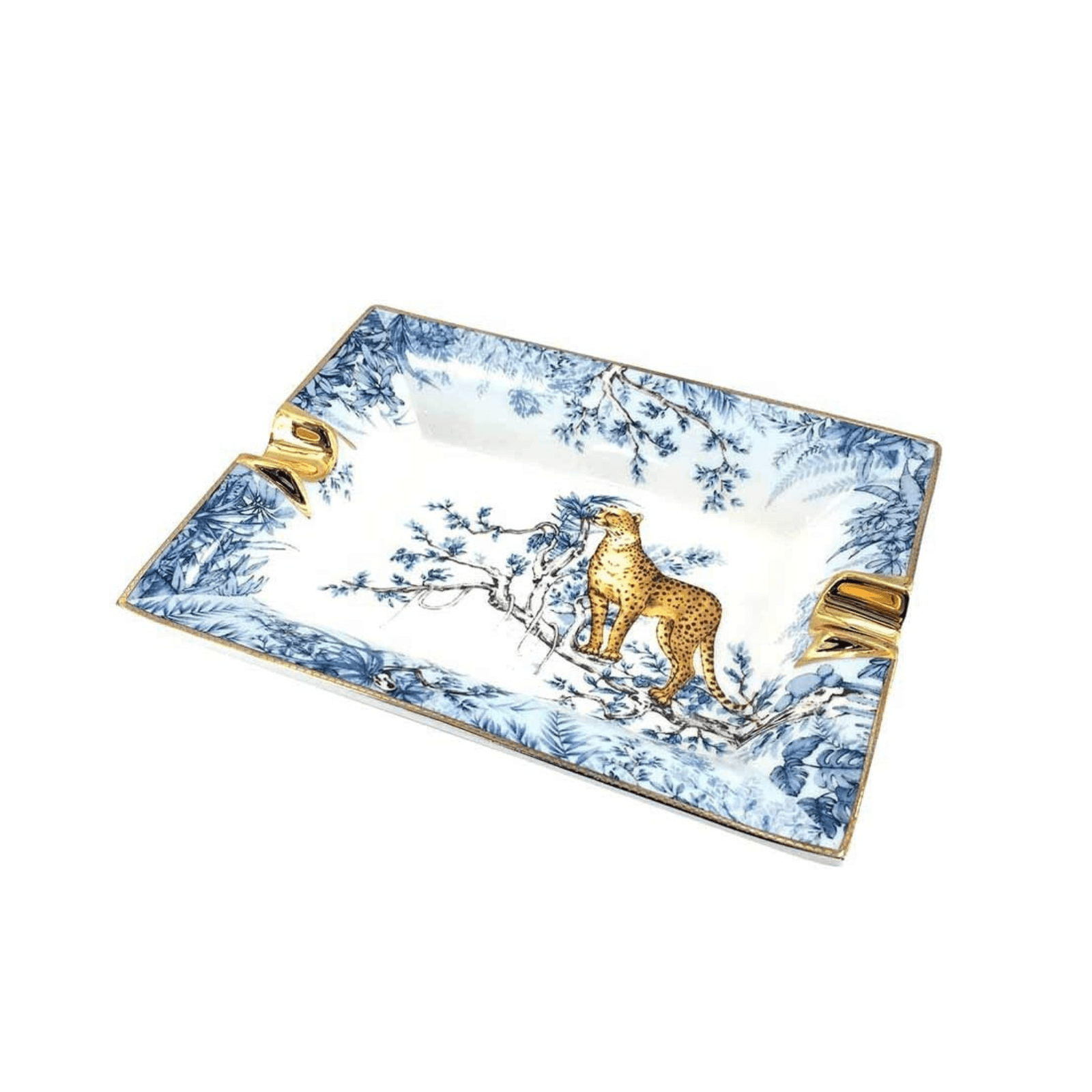 Vintage Leopard in the Forest Porcelain Tray 