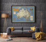 Vintage Map Australia Wall Print