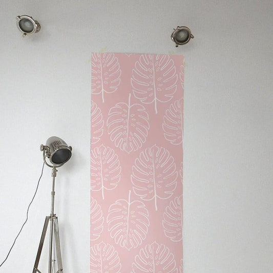 Vintage Tropical Banana Palm Leaf Green and White Wallpaper Pink and White Monstera Wallpaper Pink and White Monstera Wallpaper 