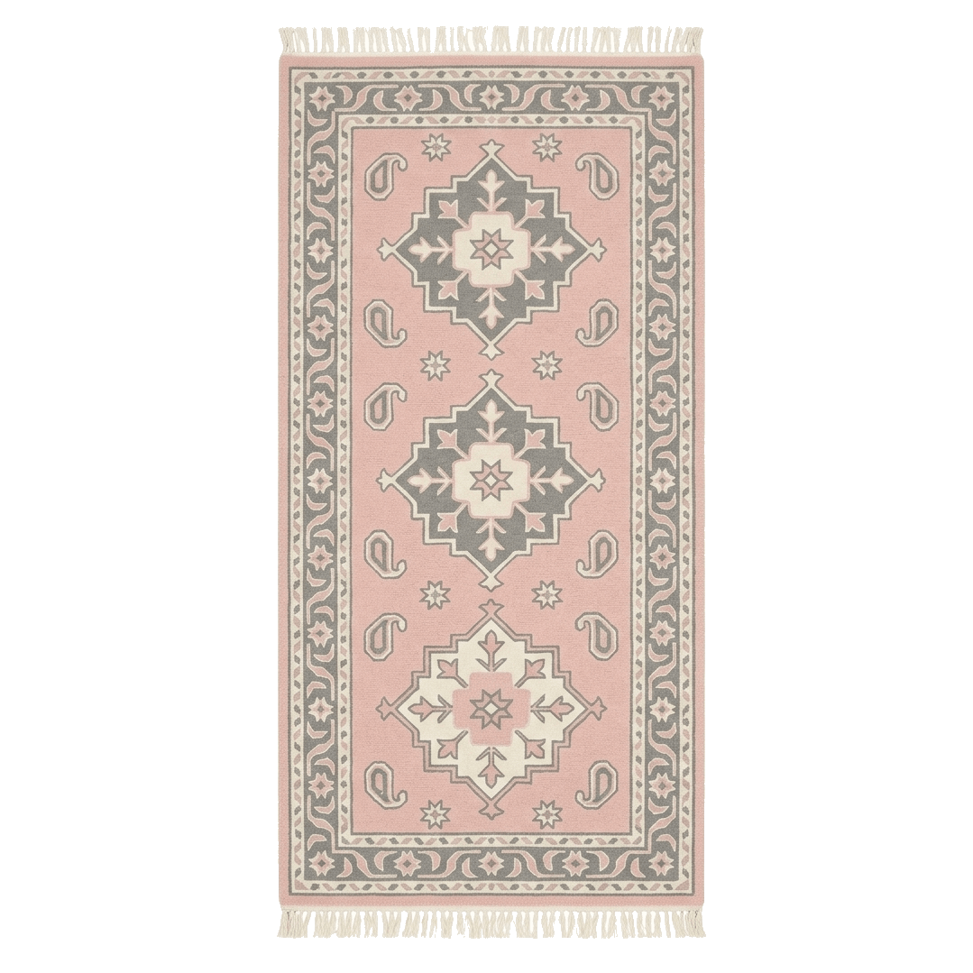 Vintage Rose Lattice Hand Knotted Runner Rug - MAIA HOMES