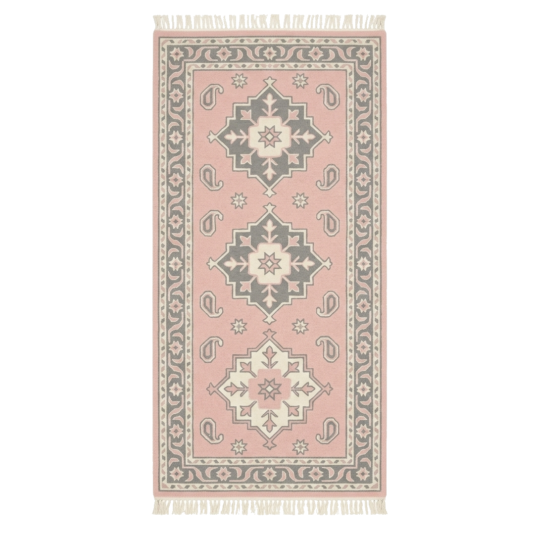 Vintage Rose Lattice Hand Knotted Runner Rug