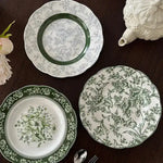 Vintage Inspired Floral Green Plate is a decorative and functional piece of tableware that combines classic charm with timeless elegance. Typically crafted from high-quality ceramic or porcelain, it features intricate floral patterns, often reminiscent of designs popular in the early to mid-20th century. The green base color serves as a soothing backdrop, enhancing the delicate floral motifs, which may include roses, daisies, or other traditional blooms in soft pastel or vibrant hues