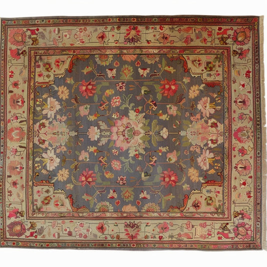 Vintage Rose Vine Hand Knotted Area Rug