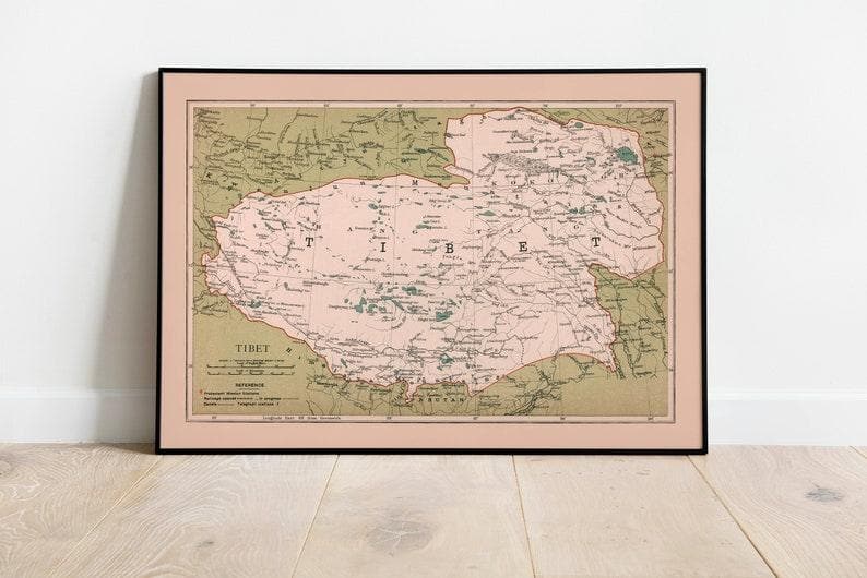 WW2 Map of Tokyo and Vicinity, Showing Bombed out Areas 1946 1908 Map Poster of Tibet| Vintage Tibet Map Wall Print 