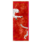 Walking Wild Cat Leopard on Silk Road Hand Tufted Wool Rug - Red