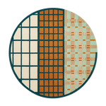 Warm Colors Grid Mosiac Hand Tufted Round Rug