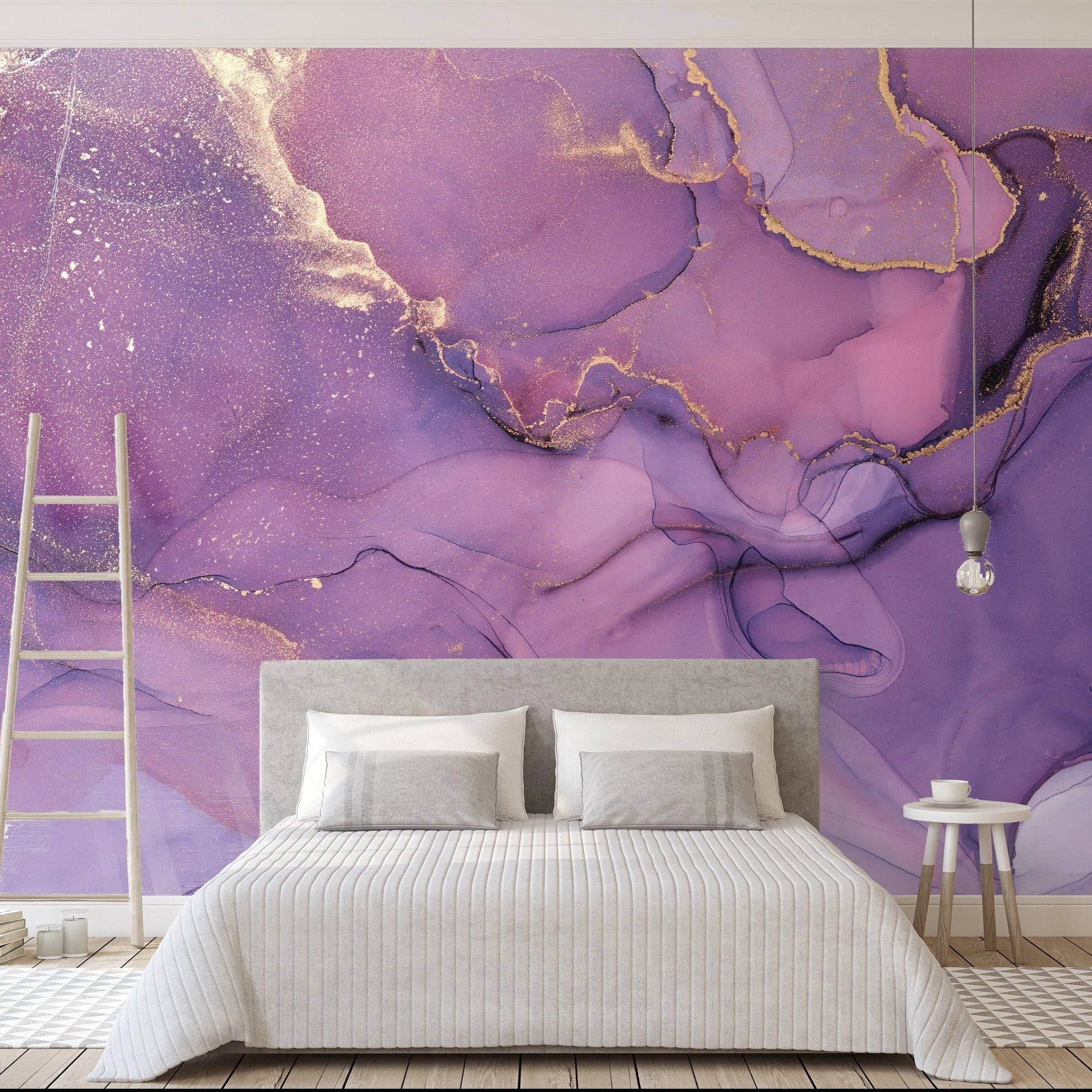 Watercolor Abstract Purple Marble Alcohol Ink Mural