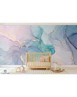 Watercolor Alcohol Ink Pink Blue Purple Wall Mural