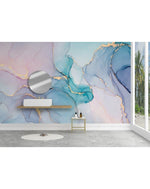 Watercolor Alcohol Ink Pink Blue Purple Wall Mural