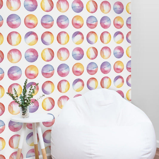 Watercolor Bubbles Circles Removable Wallpaper 
