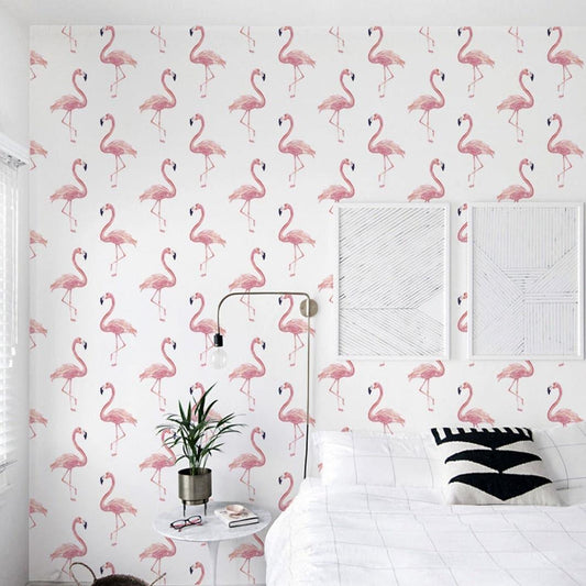 Watercolor Exotic Pink Flamingos Wallpaper Watercolor Exotic Pink Flamingos Wallpaper 
