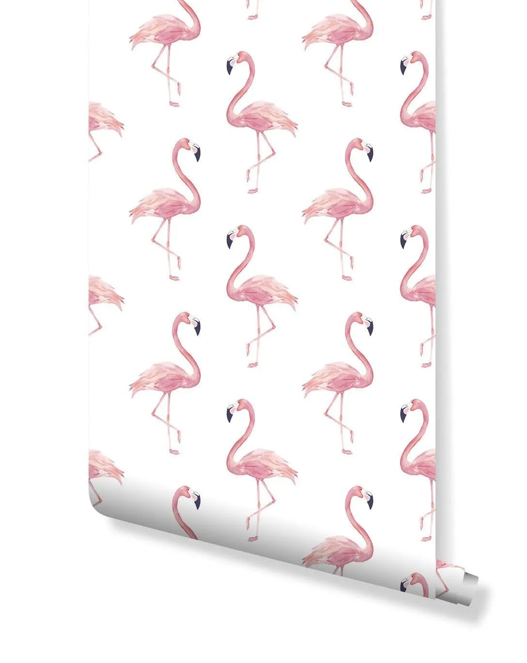 Watercolor Exotic Pink Flamingos Wallpaper