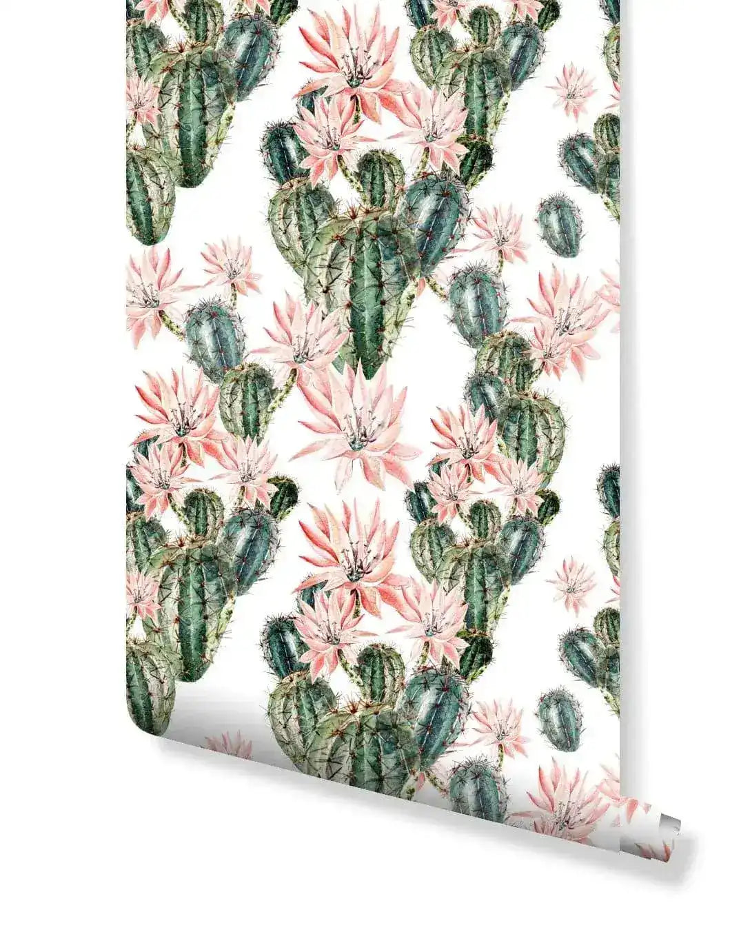 Watercolor Floral Blooming Cactus Removable Wallpaper