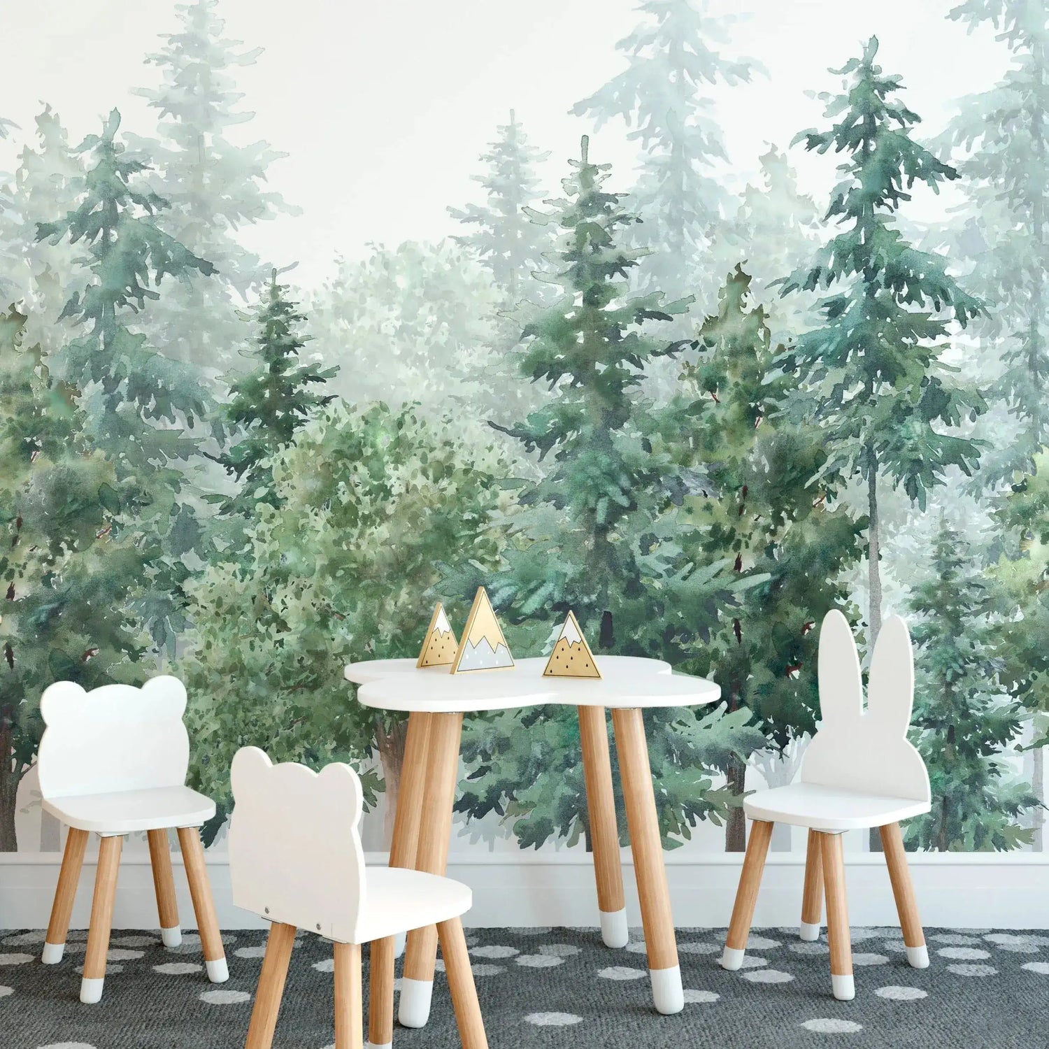 Watercolor Forest Fairy Kids Botanical Wall Mural