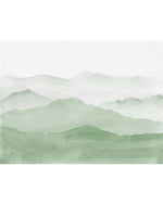 Watercolor Green Abstract Mountains Mural Wall Decal