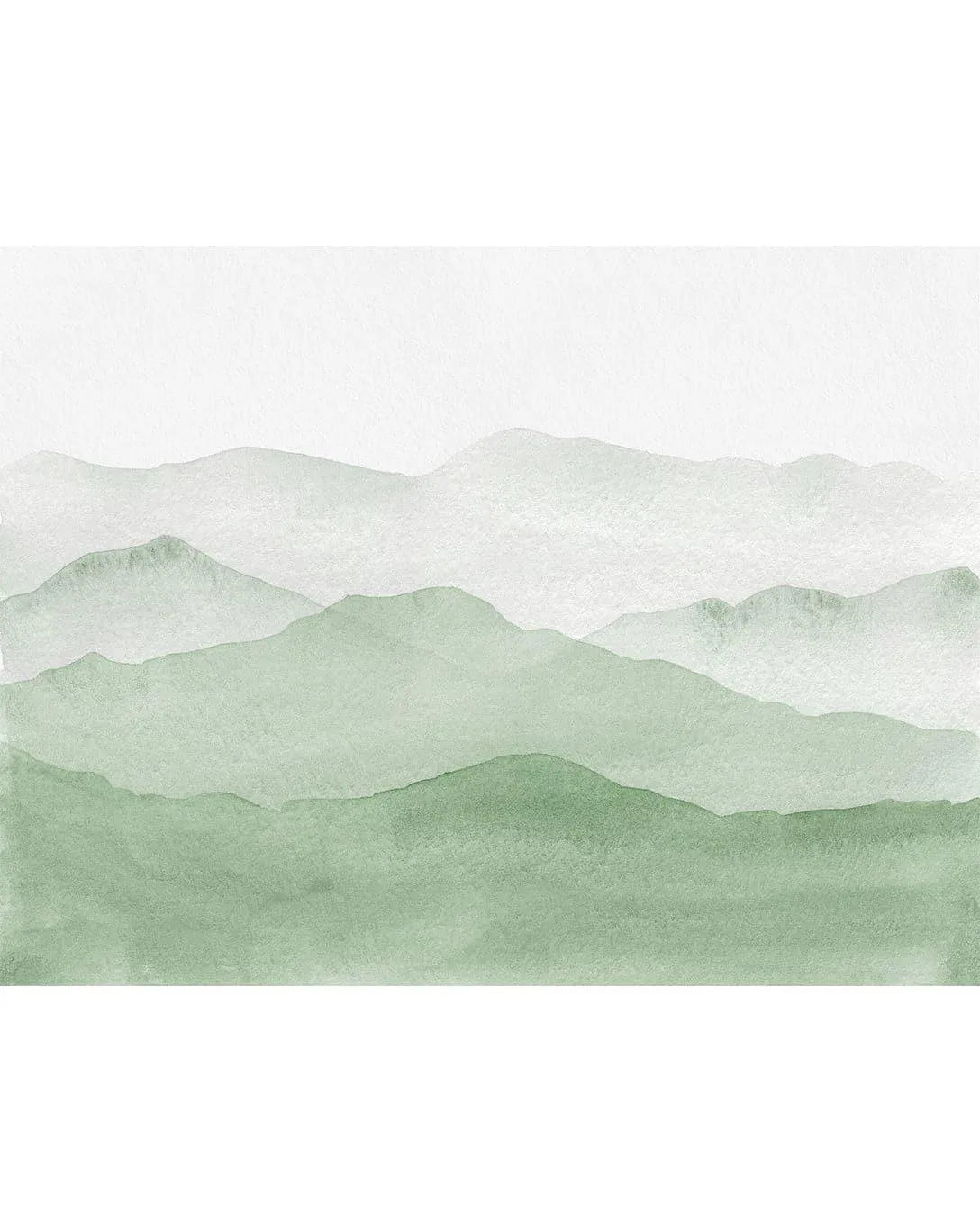 Watercolor Green Abstract Mountains Mural Wall Decal