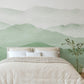 Watercolor Green Abstract Mountains Mural Wall Decal 