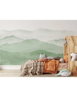 Watercolor Green Abstract Mountains Mural Wall Decal