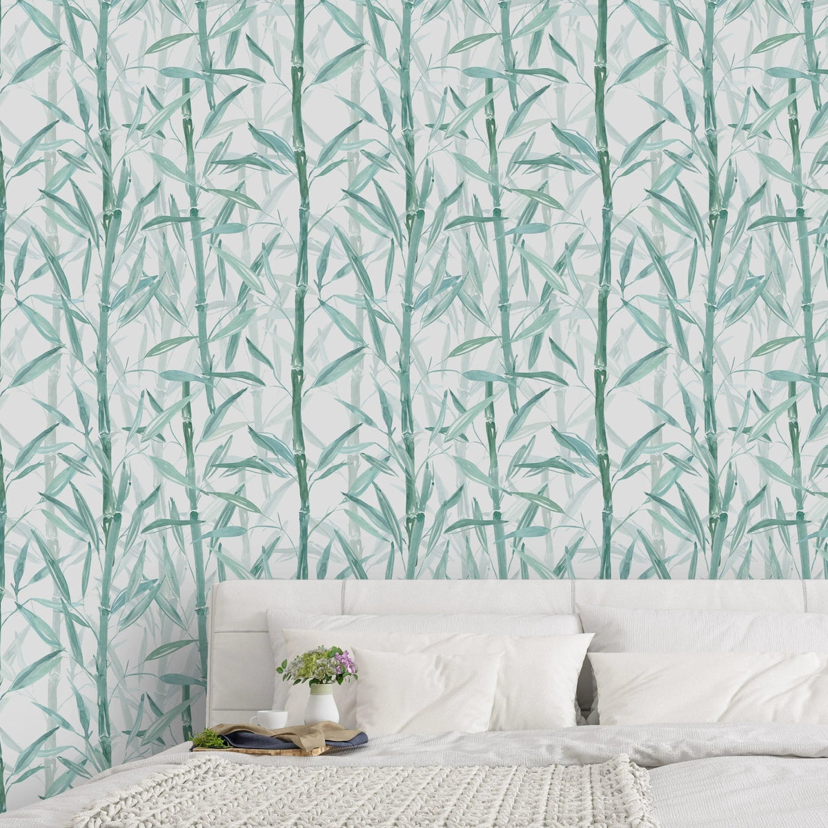 Watercolor Green Bamboo Removable Wallpaper