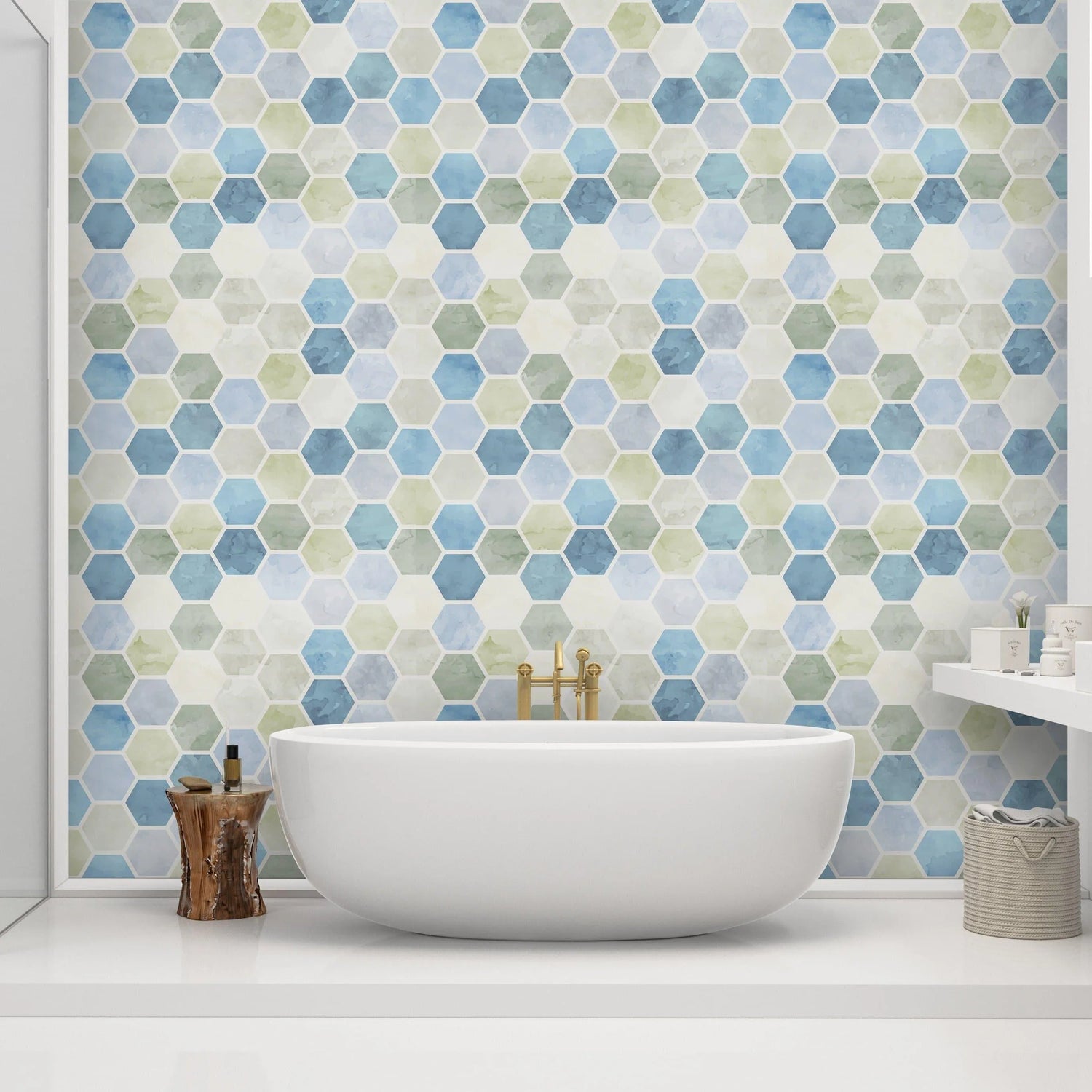 Watercolor Hexagon Honeycomb Removable Wallpaper