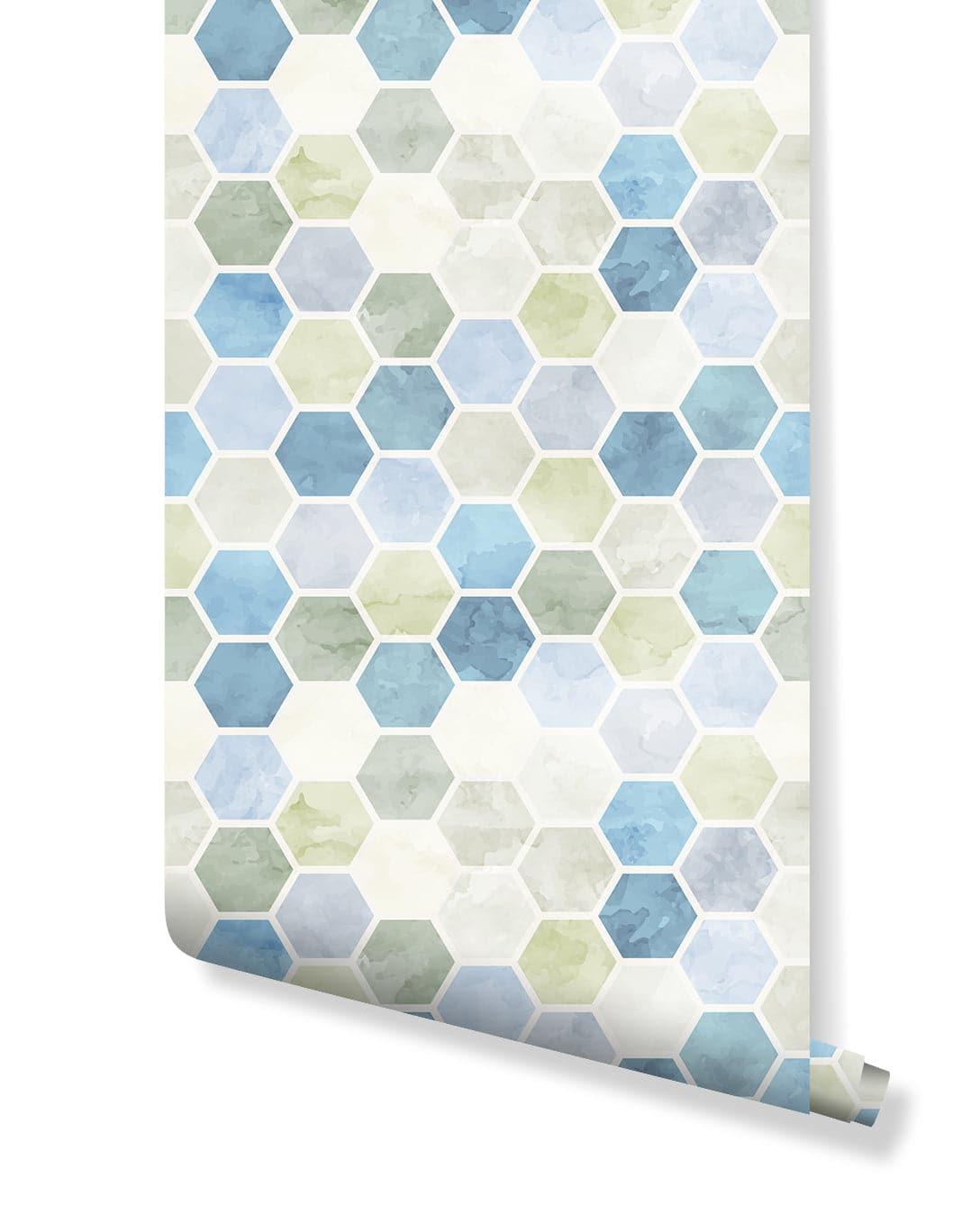 Watercolor Hexagon Honeycomb Removable Wallpaper 