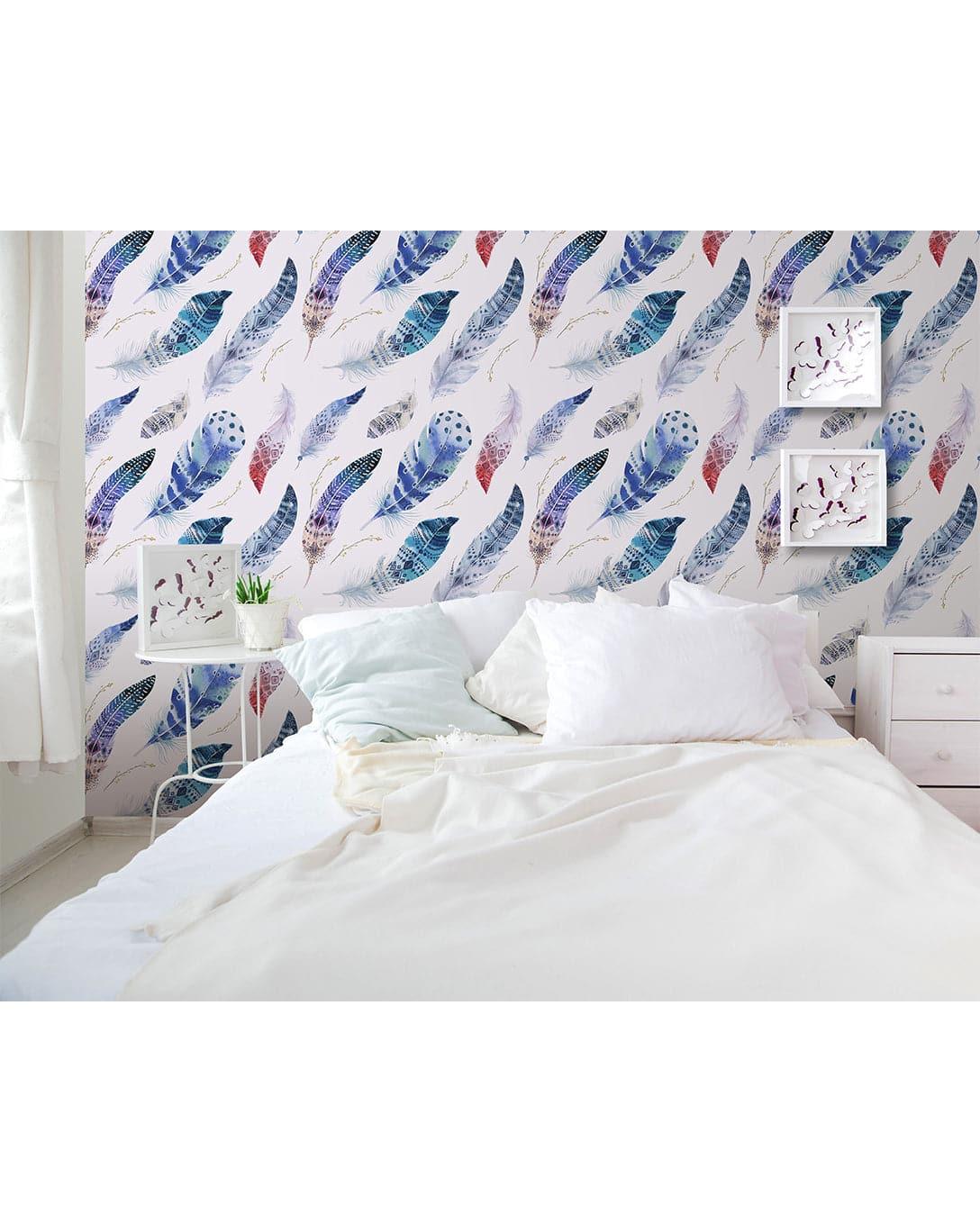 Watercolor Indian Feathers Removable Wallpaper Watercolor Indian Feathers Removable Wallpaper 
