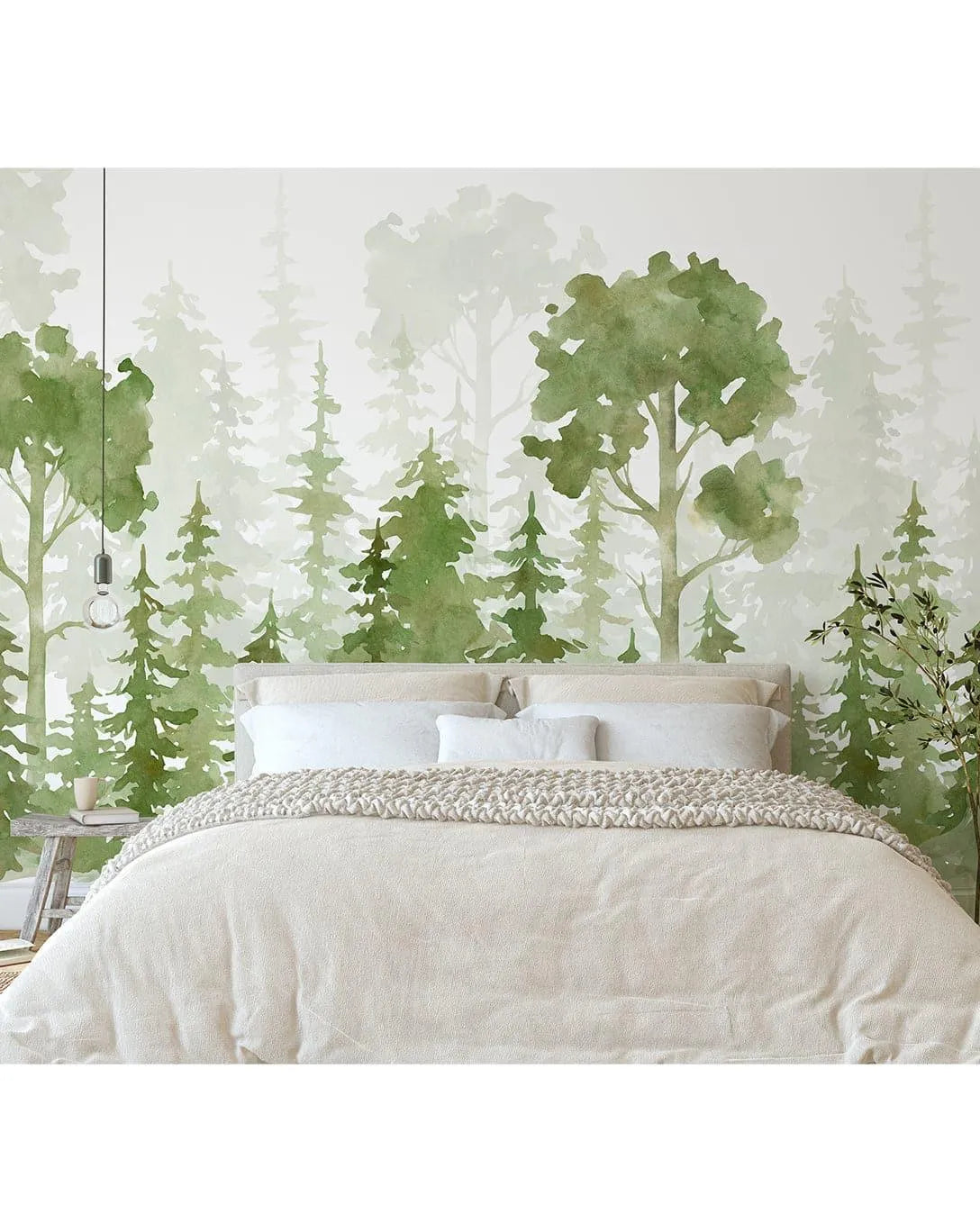 Watercolor Pine Tree Forest Wall Mural