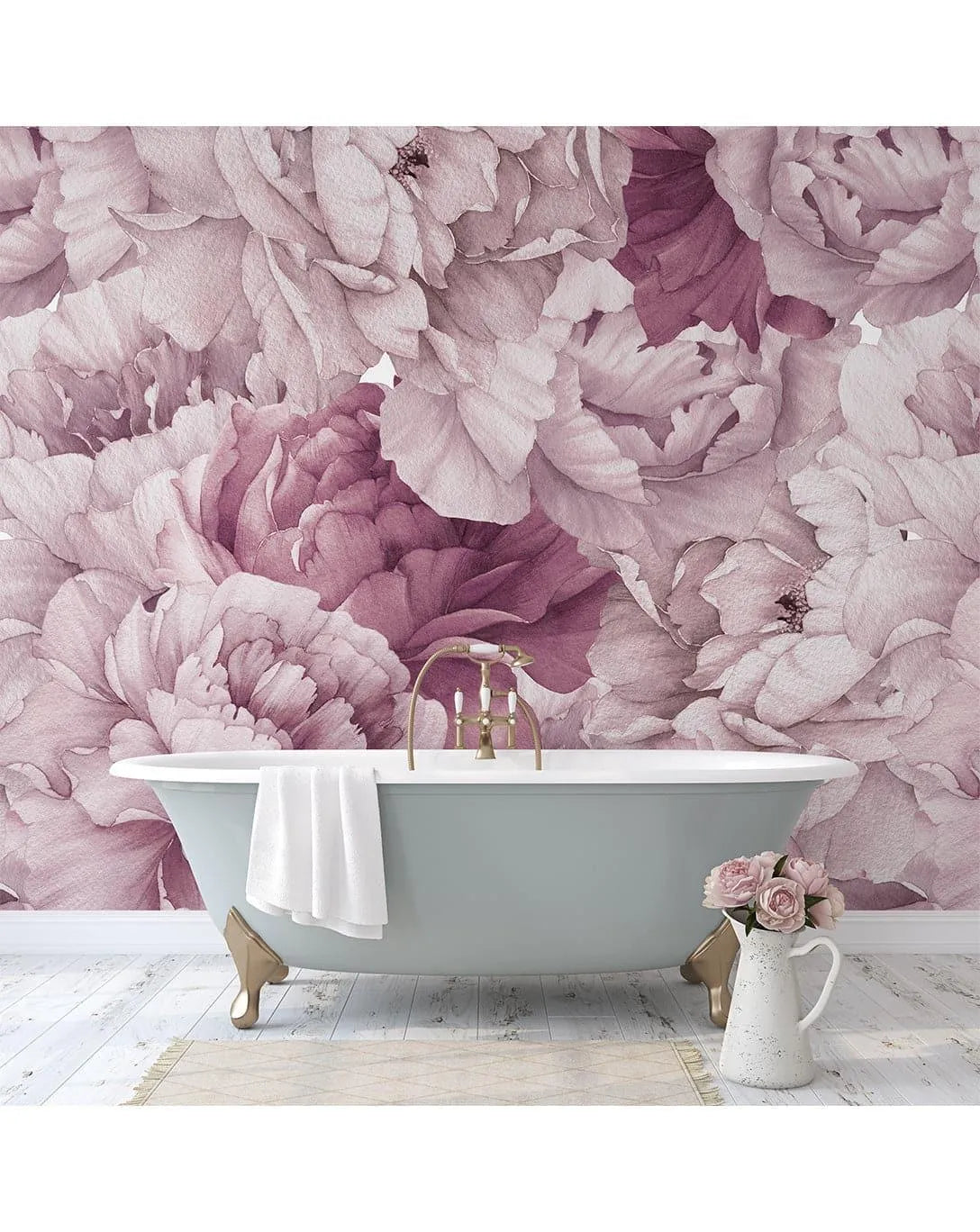 Watercolor Pink Peonies Wall Mural