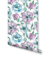 Watercolor Pink Blue Lilac Flowers Removable Wallpaper 